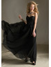 Black Lace Chiffon Sweetheart Neckline Long Bridesmaid Dress